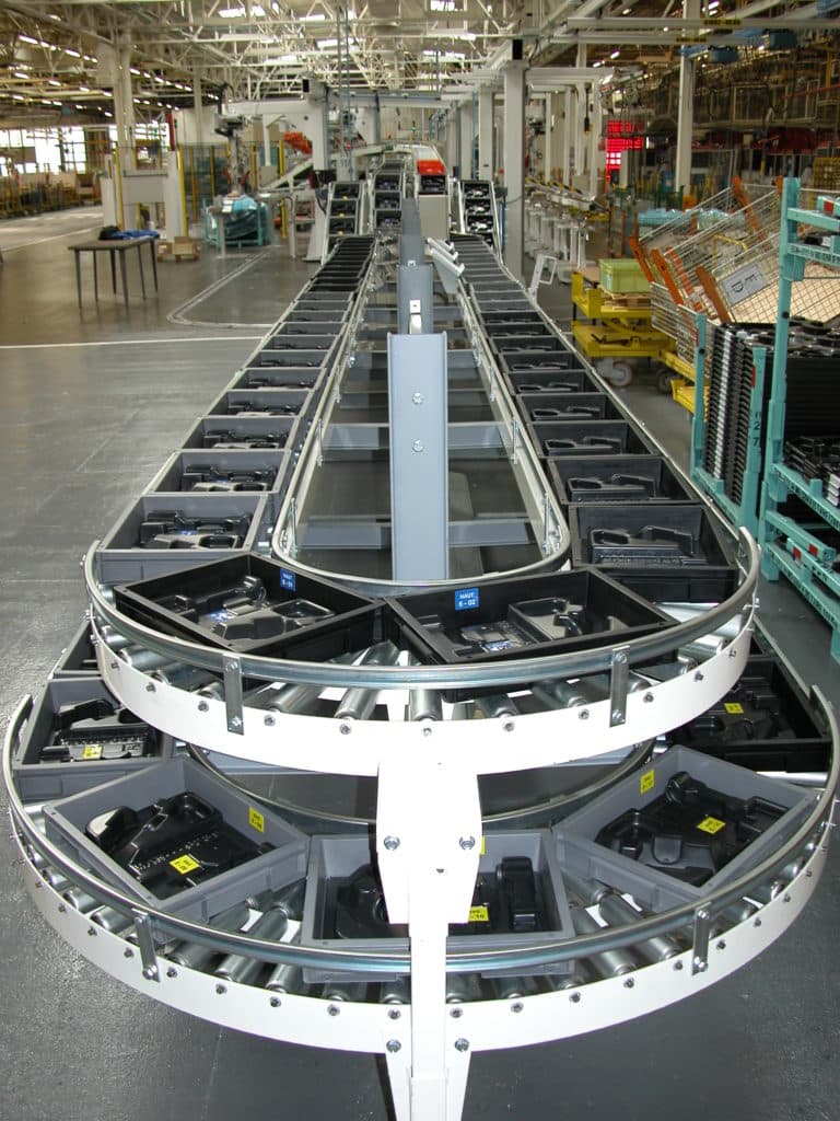 Conveyor line for offline component preparation 'KITTING'